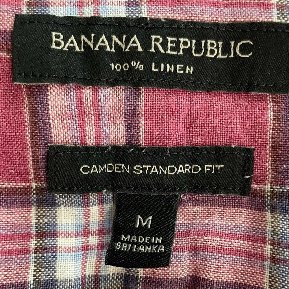 Banana Republic | Red Plaid Camden Standard Fit Linen Shirt